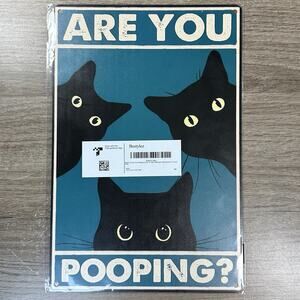 Heiple Framed Bathroom Wall Art Cat Are You Pooping 12”x 8” Funny Cat Humor NEW